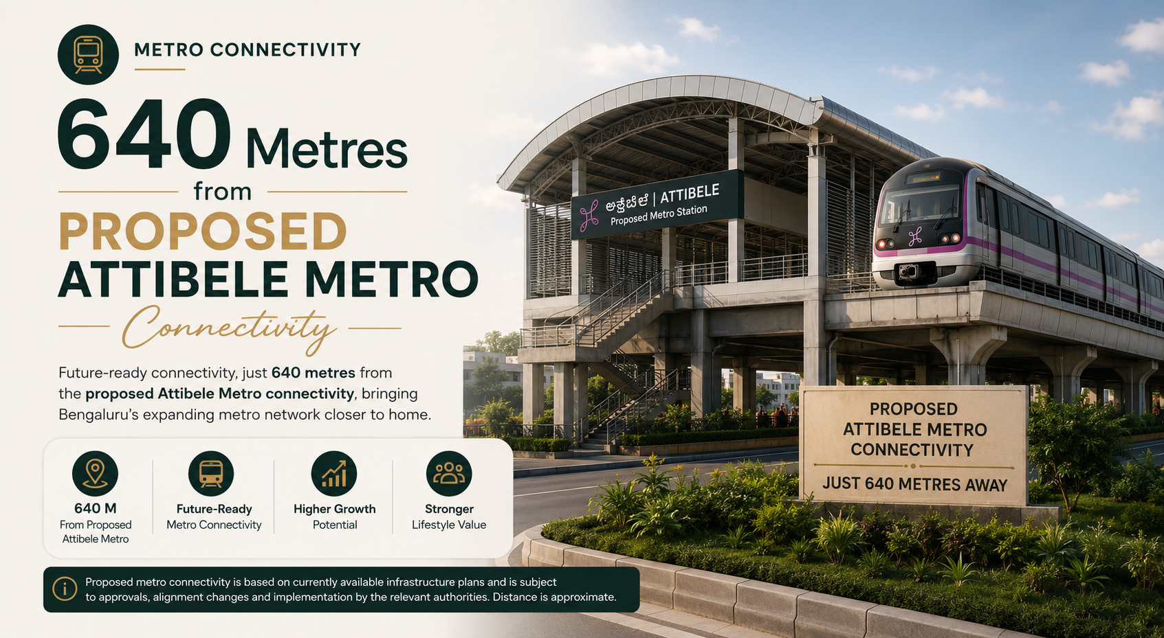 Proposed Attibele Metro connectivity — 640 metres from IRA By The Banks